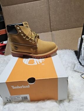 Timberland Wheat Nubuck Men’s 6-Inch Lace-Up Boot with Black Collar